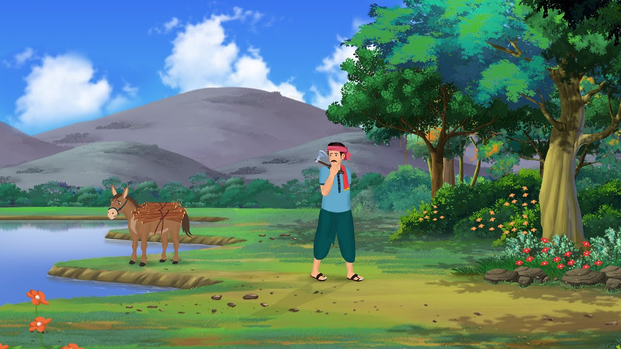 लकड़हारे का भाग्य और अद्भुत गधा: मजेदार और सीख देने वाली कहानी 🐴