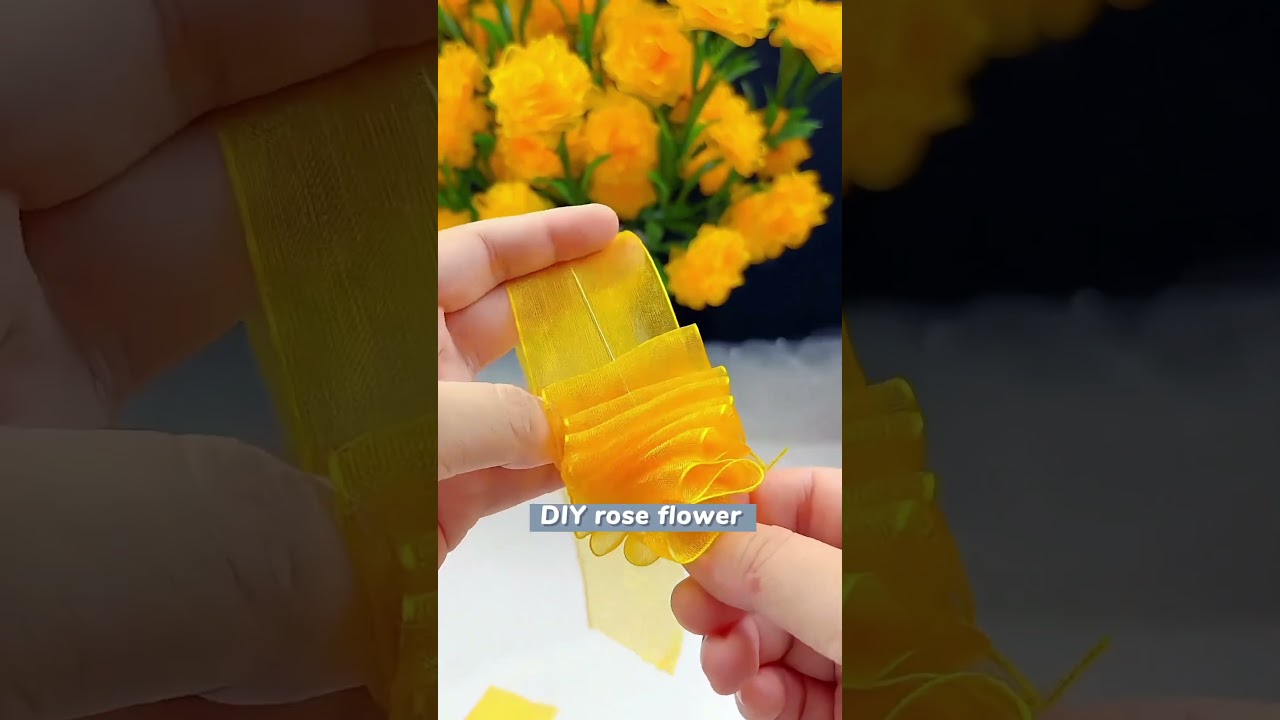 DIY Yellow Ribbon Rose Flowers πΌ
