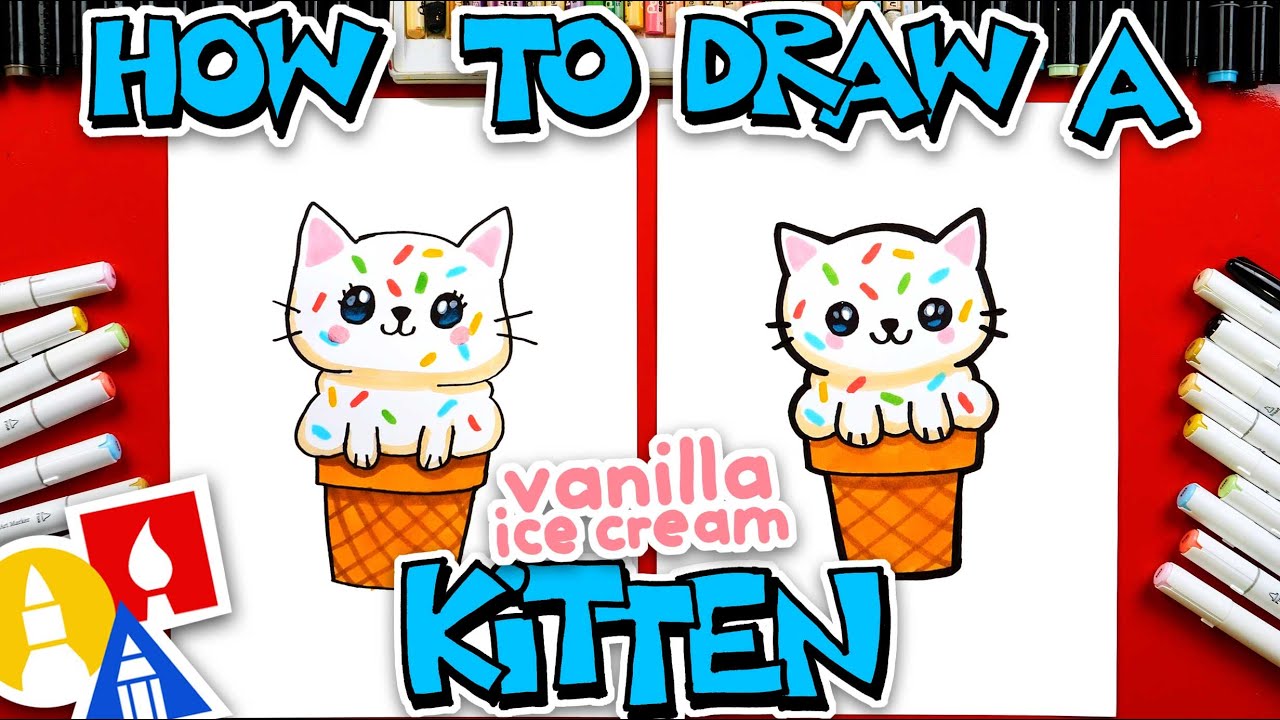 Draw a Cute Vanilla Ice Cream Kitten 🍦🐱