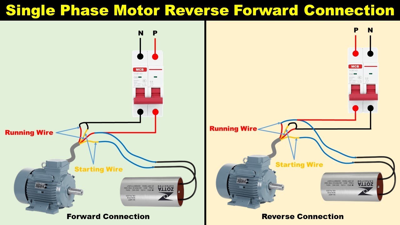 Single Phase Motor Reverse & Forward Wiring 🔧