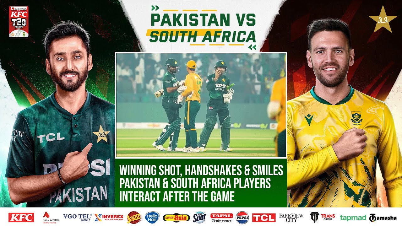 Pakistan & South Africa Players Celebrate with Handshakes & Smiles 🤝 | Exciting Post-Match Moments