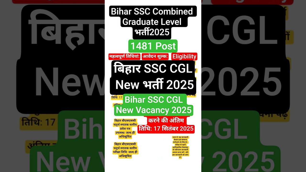 BSSC CGL 4 Vacancy 2025: 1481+ Posts Announced