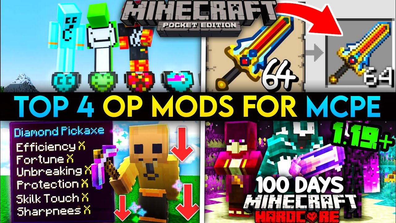 Top 4 Epic Mods For Minecraft Pocket Edition 1.19√ | Best Mods for MCPE 1.19√