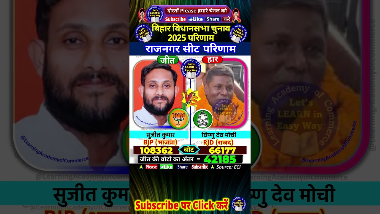 Bihar Election 2025: Sujit Kumar Wins Rajnagar 🗳️