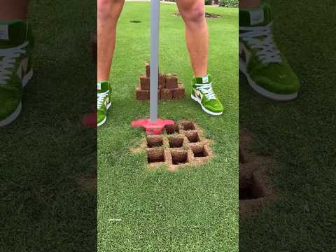 unbelievable artificial grass installed over dry grass in the garden #shortvideo