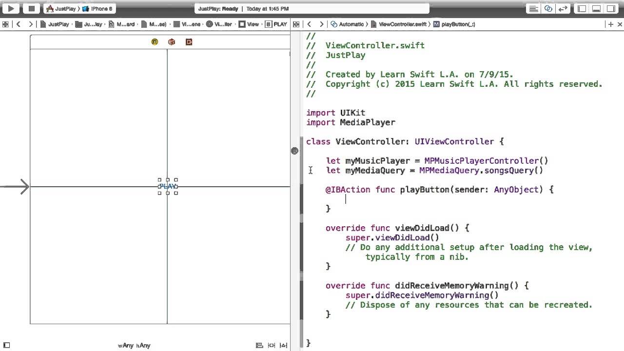 UIButton in Swift to Play a Song ๐ต | JustPlay Part 1
