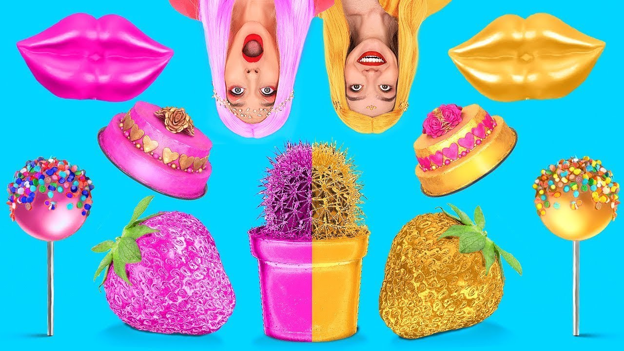 Tantangan Seru: Makan Makanan Emas vs Pink Selama 24 Jam! ✨💖