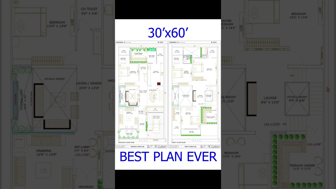 30x60 Duplex House Plan | 1800 sq ft | Video Link