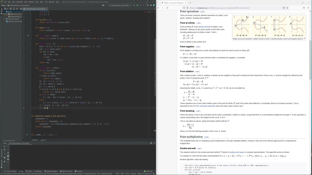 Cryptography with Python 22: Implementing P-256 ECDHE in Python