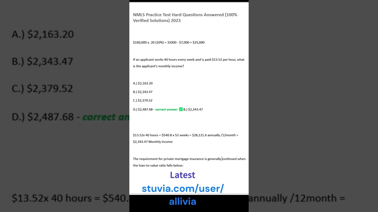 NMLS Practice Test Hard Questions & Solutions 2023