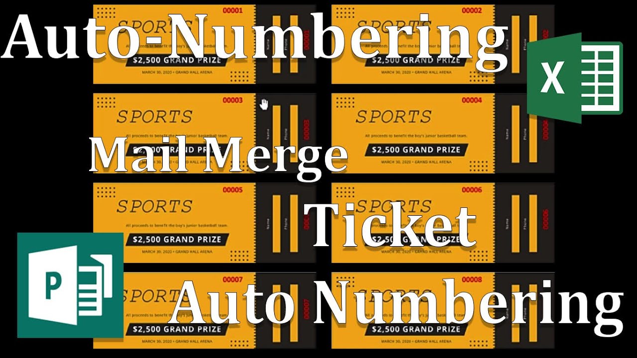 Auto Ticket Numbering with Publisher & Excel ✉️