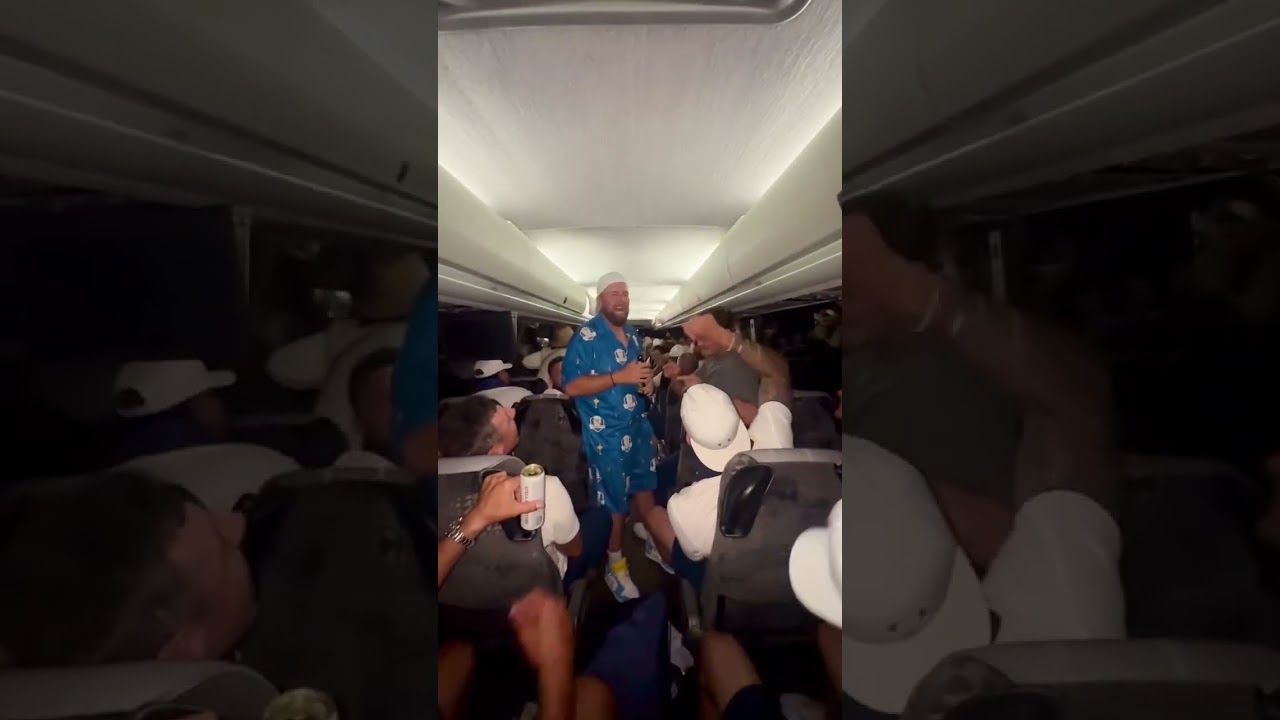 Team Europe Celebrates Ryder Cup Victory on the Bus