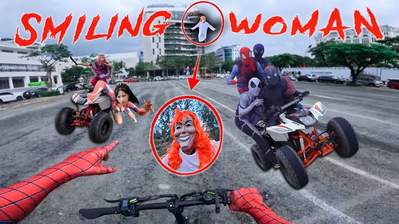 7 Spider-Man vs Creepy Smiling Woman: Real-Life Escape Challenge 😱