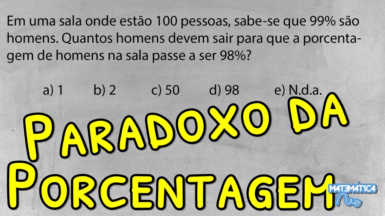 Como Resolver o Problema do Paradoxo da Porcentagem | Matemática Rio