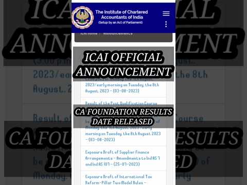 ICAI CA Foundation Result June 2023 Exam out ?? on 7 th or 8th AUG #shorts #icai #cafoundation