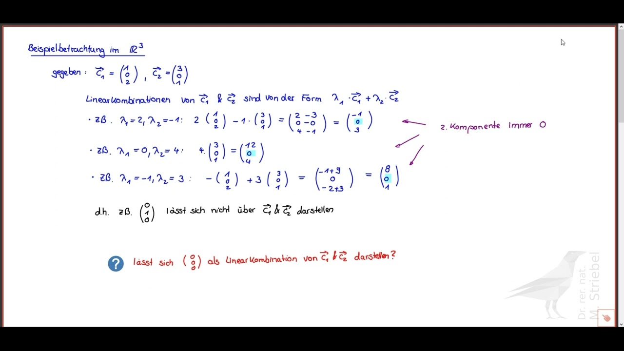 Vektorrechnung: Klarheit bei Linearkombinationen – Eindeutigkeit & Nicht-Eindeutigkeit erklärt 📐