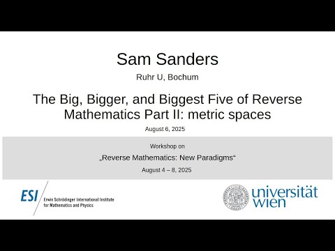 Sam Sanders - The Big, Bigger, and Biggest Five of Reverse Mathematics Part II: metric spaces