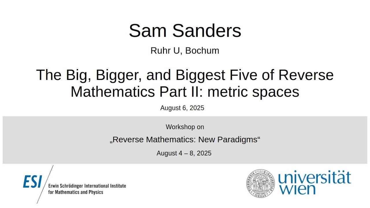 Sam Sanders Explores the Big Five in Reverse Mathematics: Focus on Metric Spaces 📊