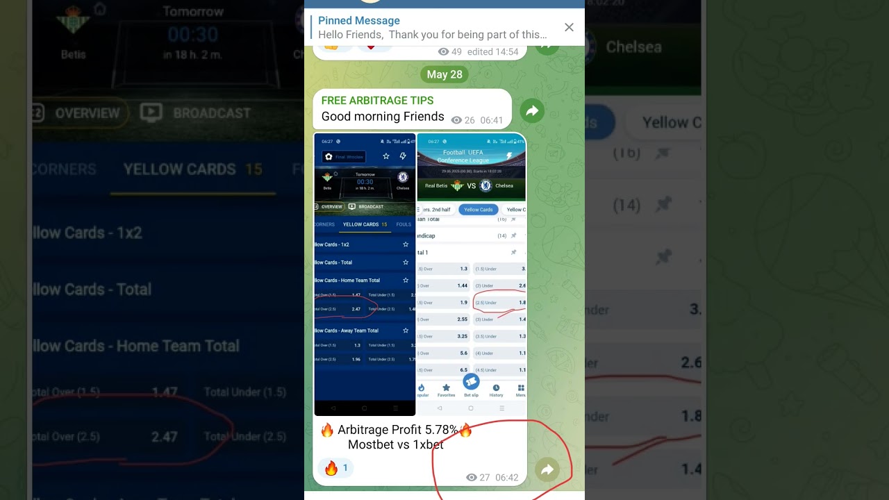 π₯ Arbitrage Profit 5.78% π₯29/05/2025 Betis vs ChelseaJoin Telegram @freearbitragee_88 #arbitrage