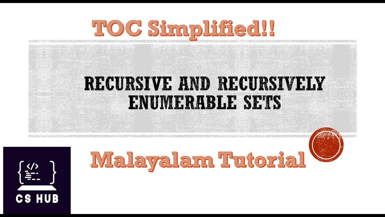 Recursive & Recursively Enumerable Sets in Malayalam 📚