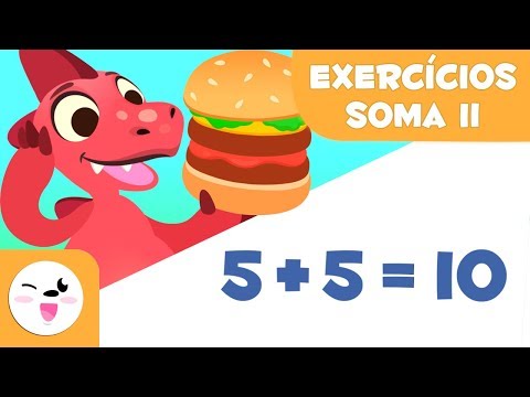 Exercícios de Soma II - Aprendendo a somar com o Dino e os hambúrgueres - Matemática para crianças