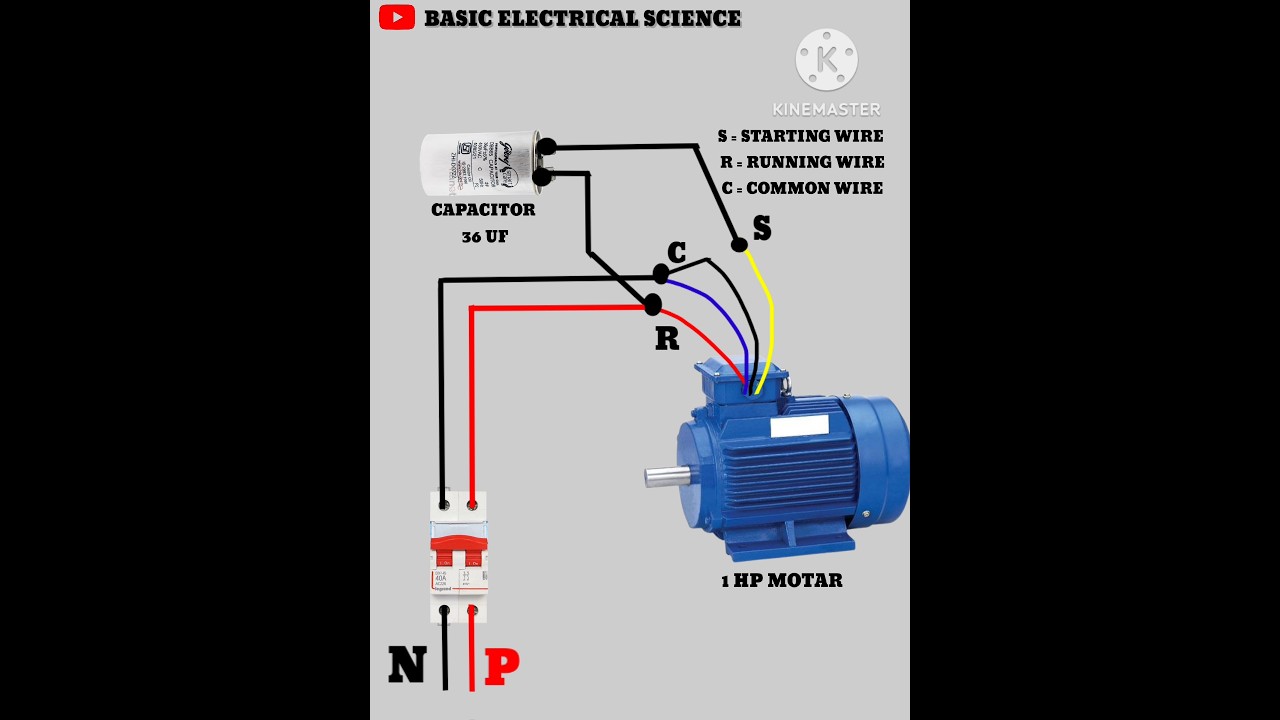 Single Phase 4-Wire Motor Connection with Capacitor ⚡