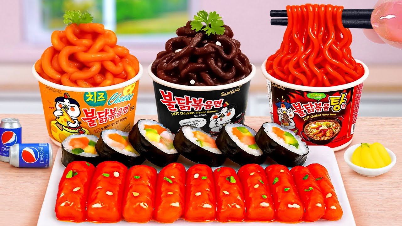 Delicious Mini Korean Kimbap & Noodles 🍜