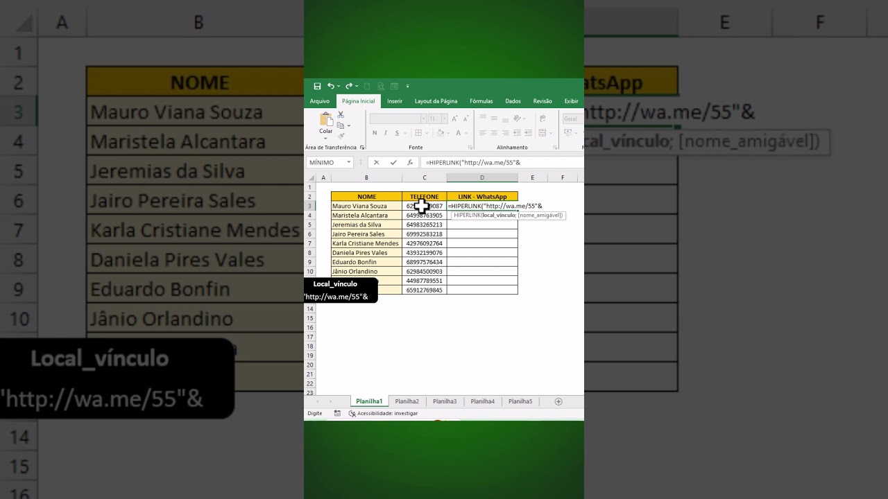 Como Inserir Link do WhatsApp no Excel 📲
