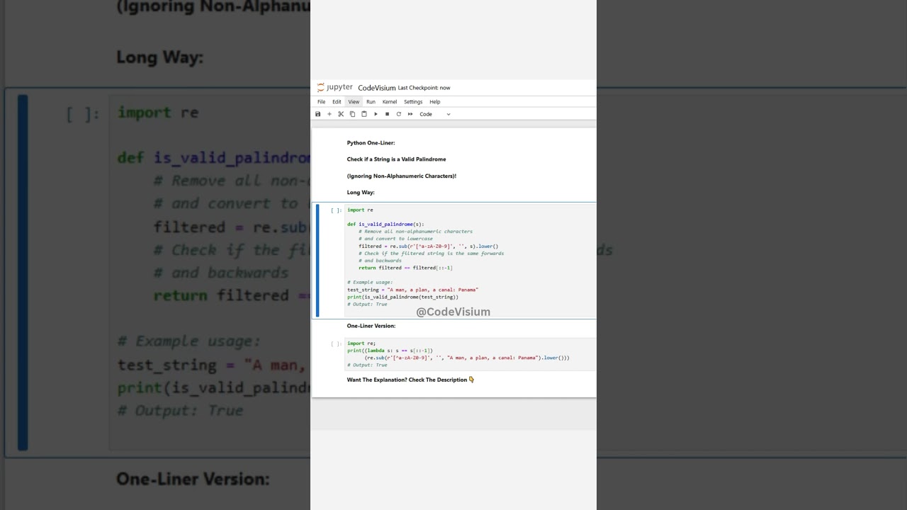 Python One-Liner: Validate Palindrome Ignoring Non-Alphanumerics