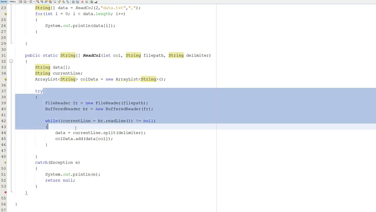 Read a Column from CSV/TXT Files in Java