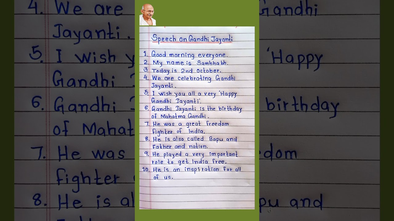 Gandhi Jayanti Speech in English 🇮🇳