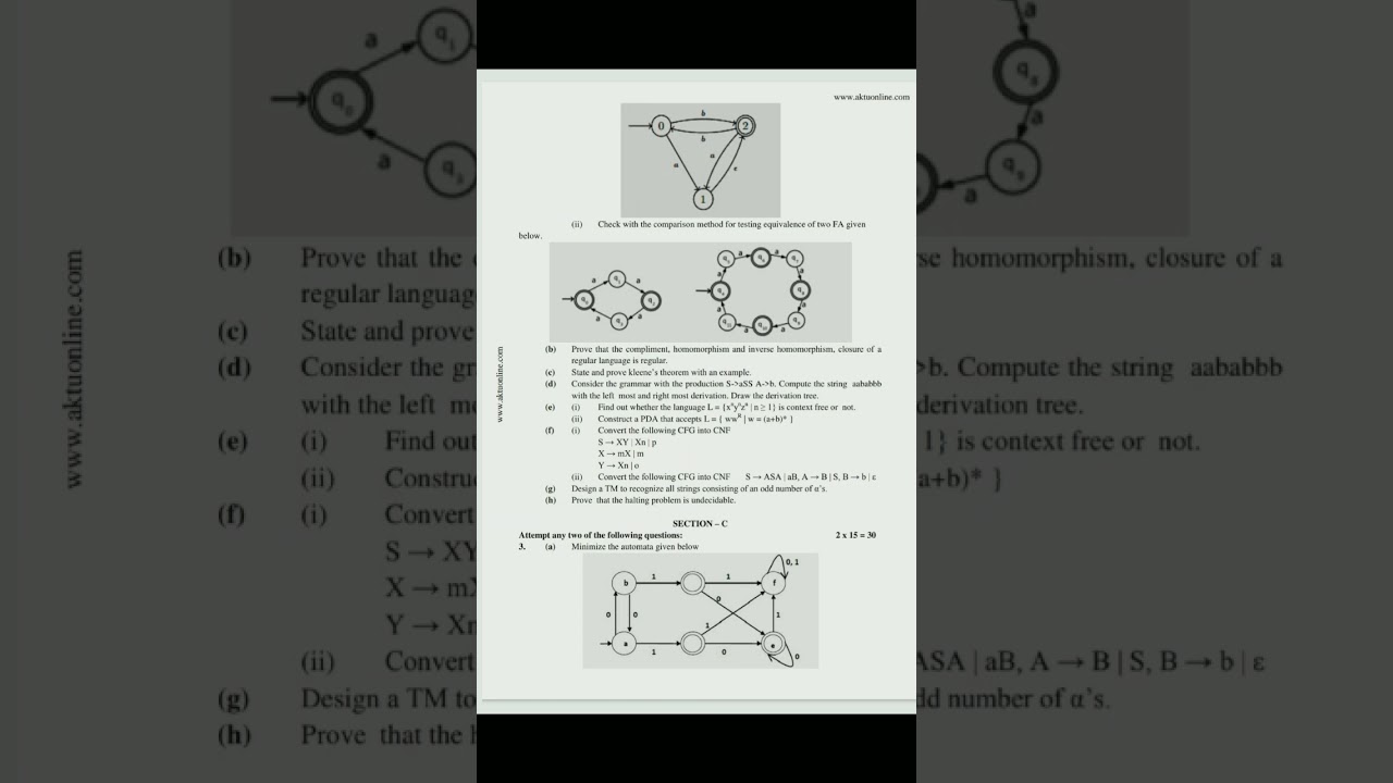 Theory of Automata and Formal language|| AKTU question paper #aktu #theoryofautomata #shorts