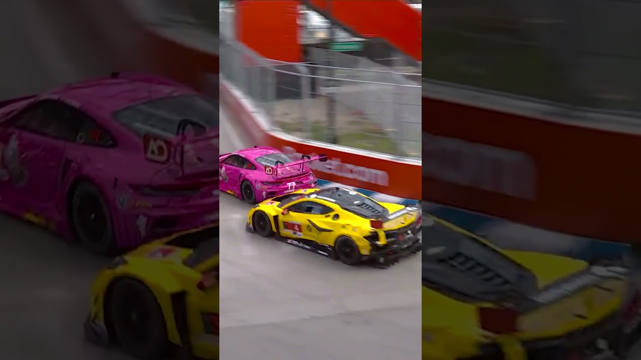 Porsche vs Corvette at Detroit WeatherTech Race 🚗