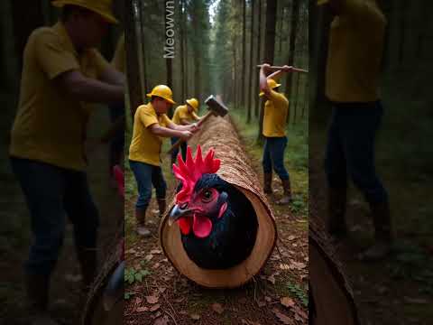 rescue black hen and black chicks from giant log #animals #funny #shorts