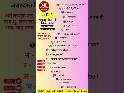 महाराष्ट्रातील सर्व जिल्ह्यांसाठी ट्रिक | Maharashtra District trick #gkmarathi #maharashtra