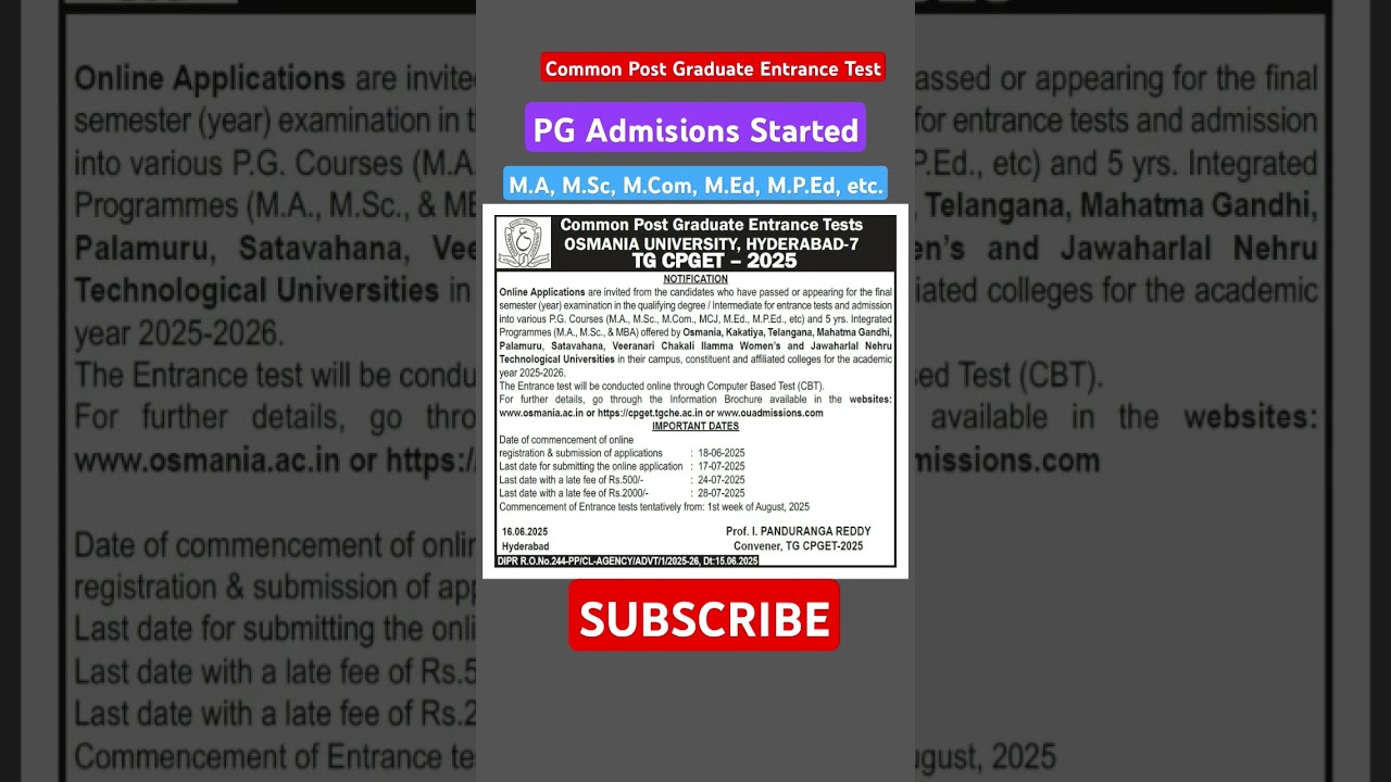 pg Admissions started 2025-26 #cpget2025 #cpget #cpgetwebsite2025 #applypgintelugu #tgcpget #applypg