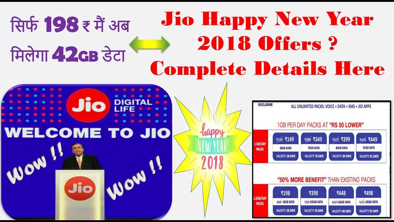 Reliance Jio New Year 2018 Gift & Plans 🎉