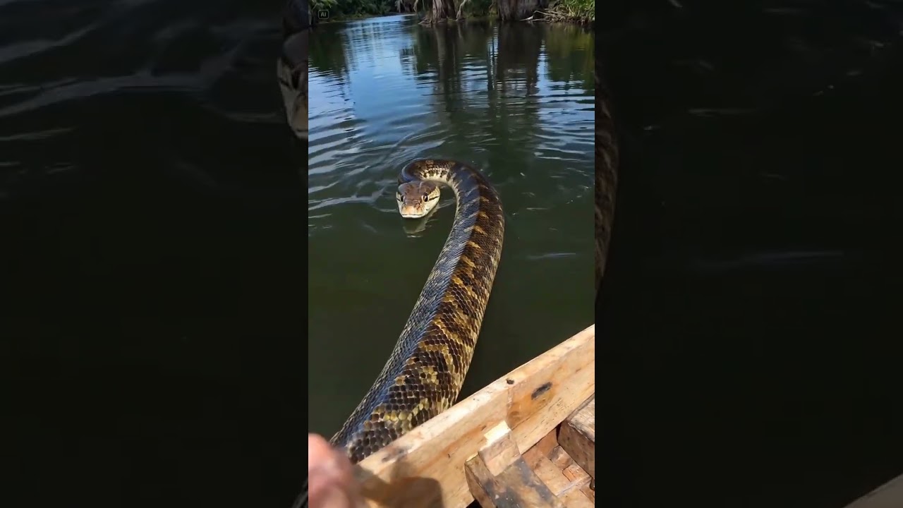 Huge 20ft Anaconda Swims Near Our Boat! π
