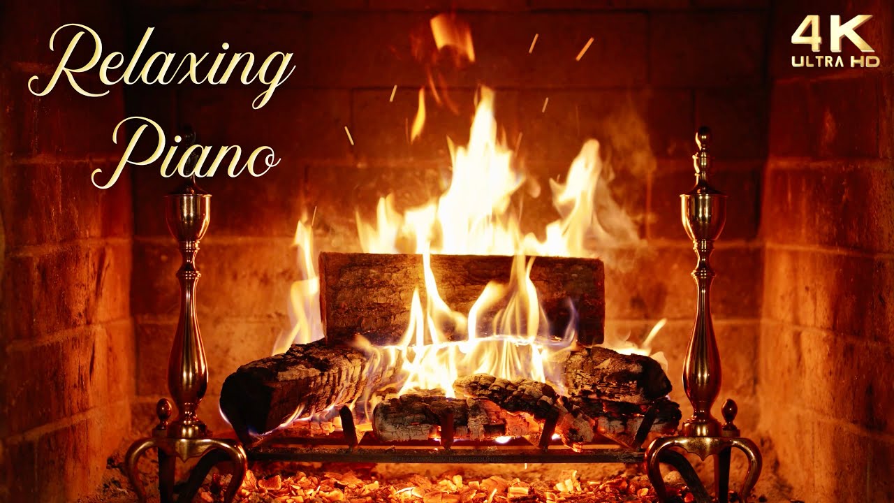Relaxing Fireplace & Piano Music π₯