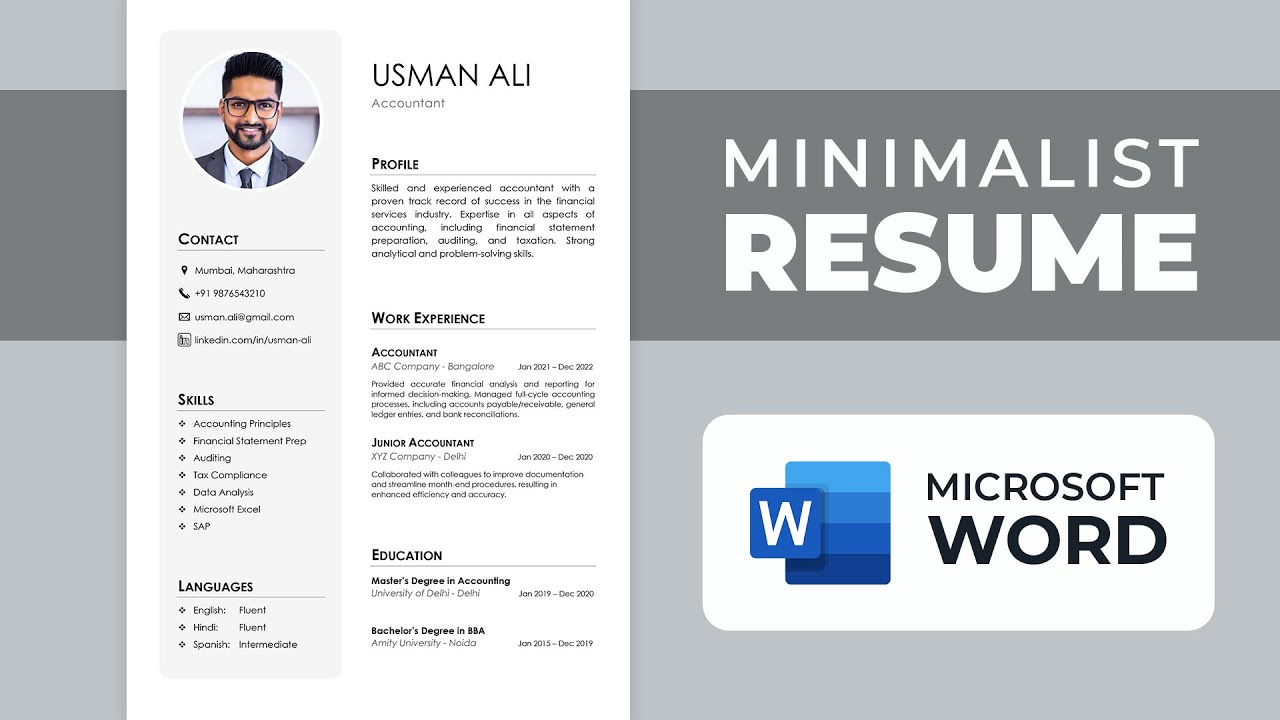 CV Design in MS Word | How to Make CV | Minimalist Resume | Free Download