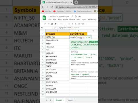 How to Track and Trade NSE Stocks in Google Sheets #Excel #tipsandtricks #ytshorts
