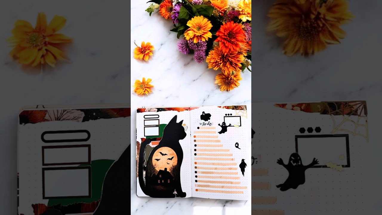 Black Cat Halloween Dutch Door Journaling Spread