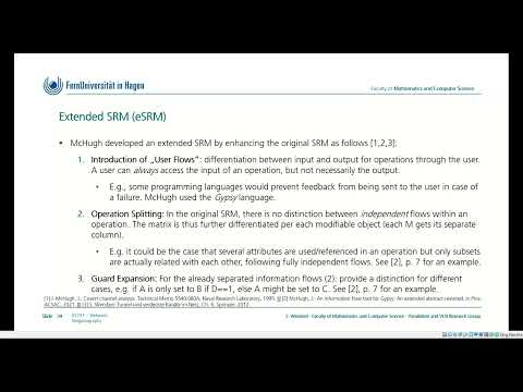 01731, Network Steganography, Chapter 3 (Generic Countermeasures), Class at FernUniversität in Hagen