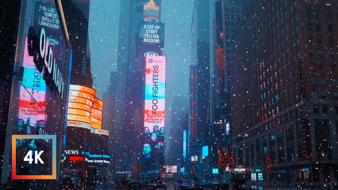 Snowfall in Times Square, NYC ❄️ | Winter Walk in 4K