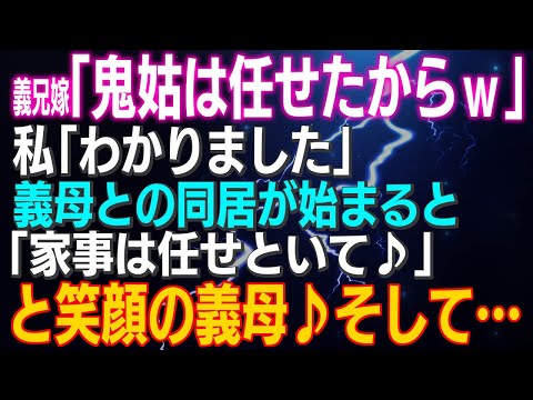 【スカッとする話】義兄嫁「鬼姑は任せたからｗ」私「わかりました」義母との同居が始まると「家事は任せといて♪」と笑顔の義母♪そして…