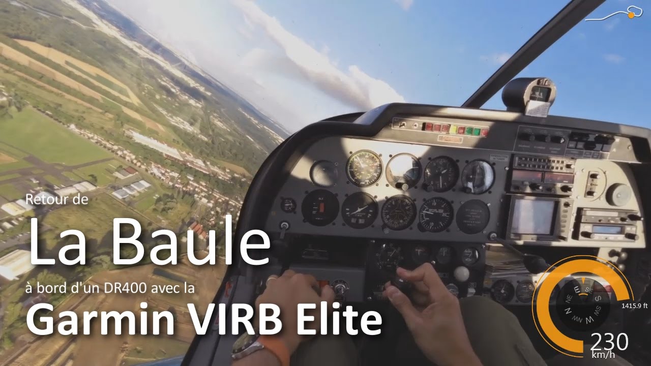 Robin DR400 décollage La Baule-Escoublac et atterrissage St-Cyr (Garmin VIRB Testeur)