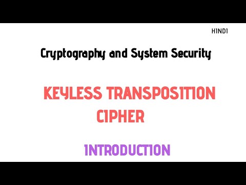 Keyless Transposition technique |Transposition Cipher | Introduction in Hindi |CSS