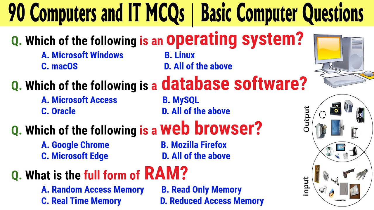 90 Computer & IT MCQs for GK Quiz 🖥️