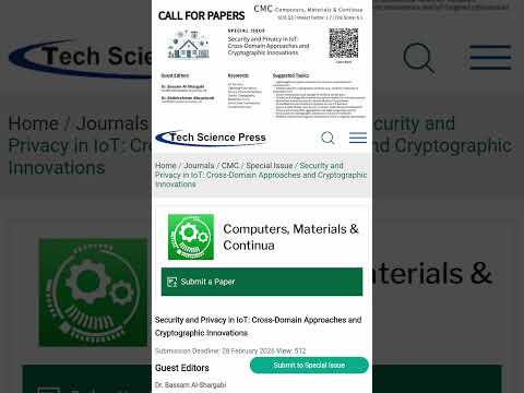 🔐 Call for Papers: IoT Security & Privacy | Publish in Computers, Materials & Continua 🚀#shorts #iot