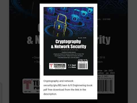 Cryptography and network security/gtu/BE/sem 6/IT Enginnering Book pdf